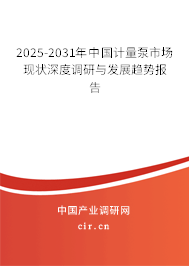 2025-2031年中國計量泵市場現(xiàn)狀深度調(diào)研與發(fā)展趨勢報告