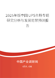 2025年版中國UPS市場專題研究分析與發(fā)展前景預測報告