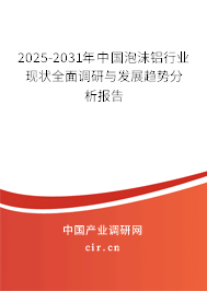 2025-2031年中國泡沫鋁行業(yè)現(xiàn)狀全面調(diào)研與發(fā)展趨勢分析報告